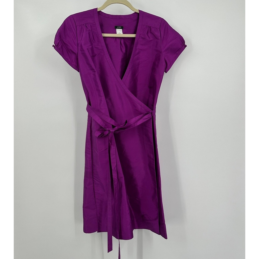 J Crew Womens Old Money Silk Wrap Dress Size 2 Quiet Luxury Minimalist Purple